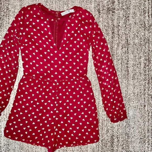 Abercrombie & Fitch Women's Deep Red Floral Romper Size 00 - Picture 5 of 9